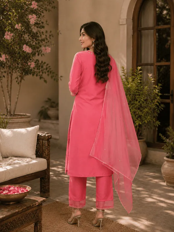 Pink_Poly_Silk_Solid_Sequin_Straight_Suit_Set