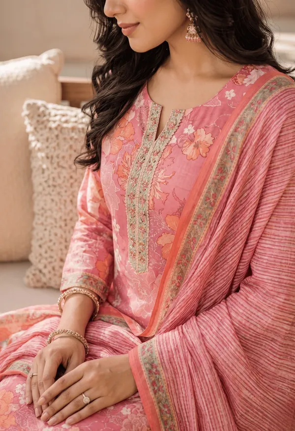 Pink_Cotton_Blend_Floral_Printed_Straight_Kurta_Trousers_With_Dupatta