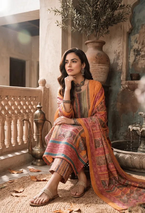 Yellow_Rayon_Blend_Ethnic_Motifs_Printed_Straight_Kurta_Trouser_With_Dupatta