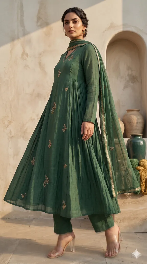 Green_A-Line_Suit_Set_with_Dupatta
