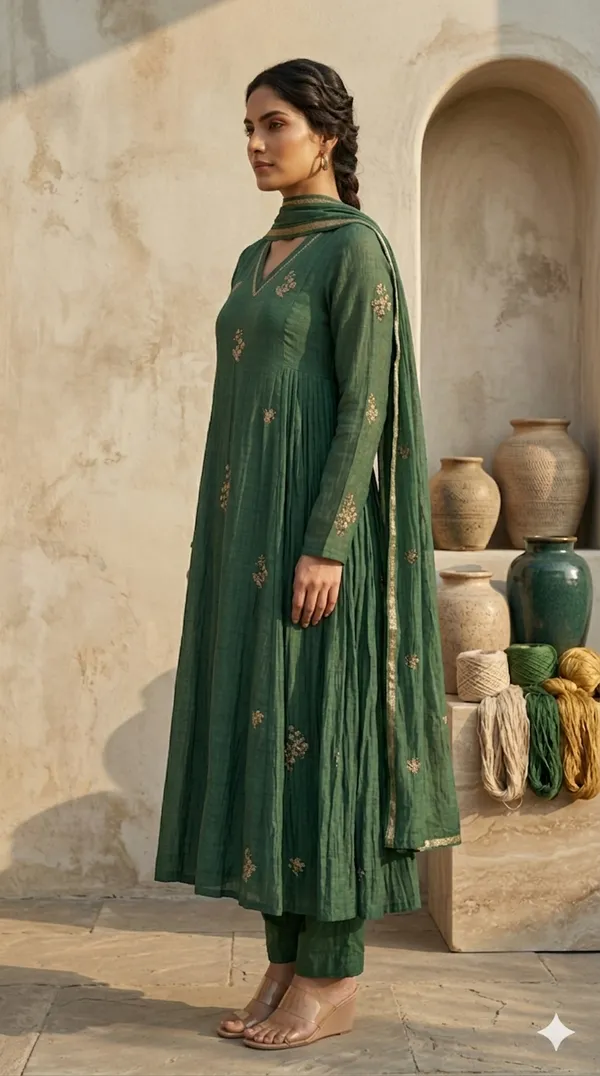 Green_A-Line_Suit_Set_with_Dupatta