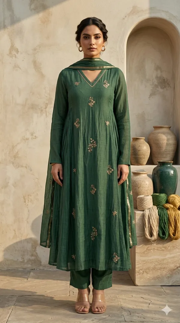 Green_A-Line_Suit_Set_with_Dupatta
