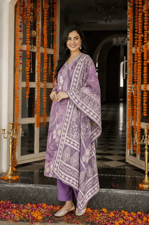 Lavender_Viscose_Rayon_Floral_Printed_Straight_Kurta_Trousers_With_Dupatta