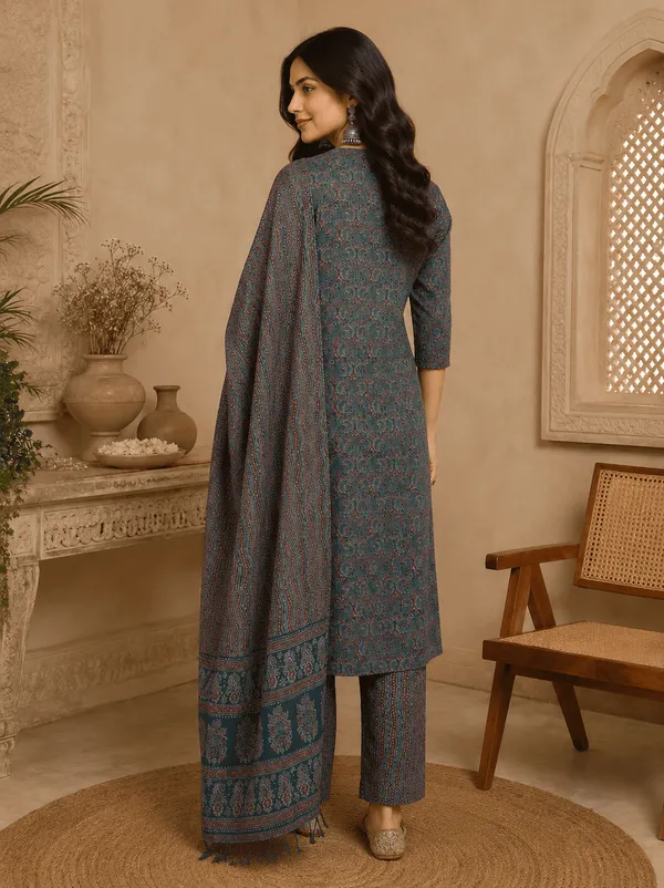 Teal_Rayon_Blend_Ethnic_Motifs_Printed_Straight_Suit_Set