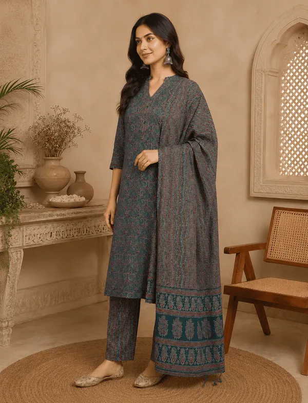 Teal_Rayon_Blend_Ethnic_Motifs_Printed_Straight_Suit_Set