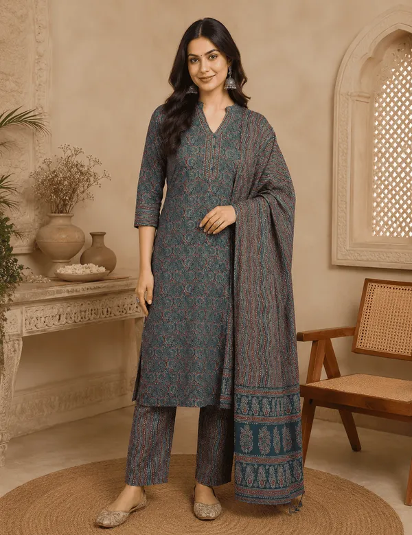 Teal_Rayon_Blend_Ethnic_Motifs_Printed_Straight_Suit_Set