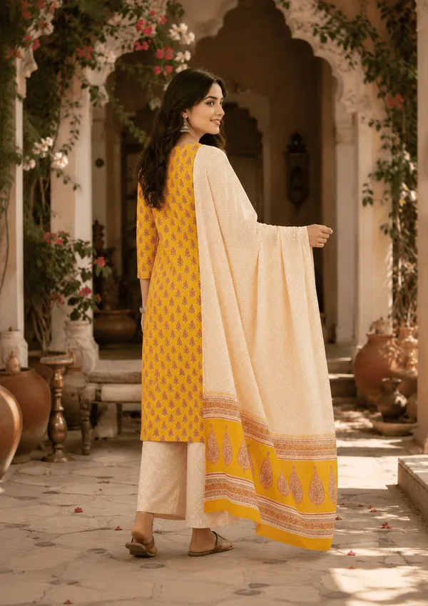 Yellow_Rayon_Blend_Straight_Suit_Set