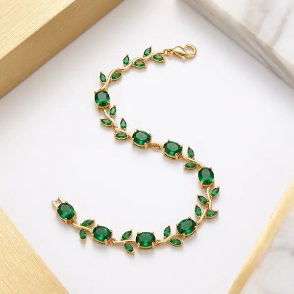 Elegant_Green_Stone_Gold_Plated_Bracelet