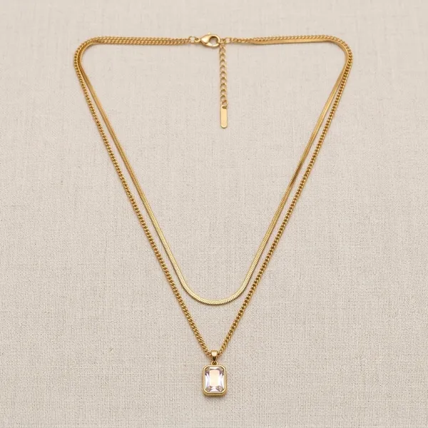 Elegant_Gold_Toned_Double_Layer_Pendant_Necklace