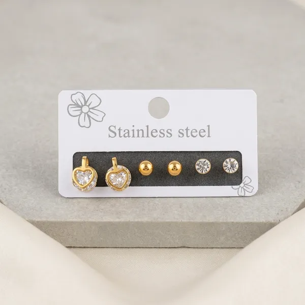 Gold_Toned_Stud_Earrings_Set_3_Pairs_Stainless_Steel