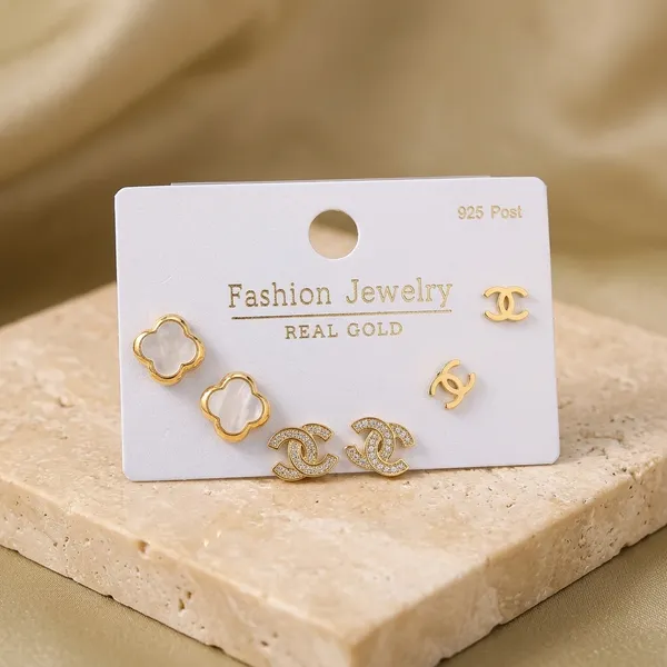 Fashion_Jewelry_Real_Gold_Earring_Set_3_Pairs