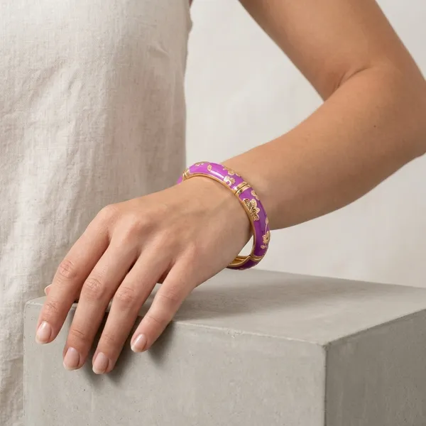 Purple_Enamel_Bangle_With_Gold_Floral_Design