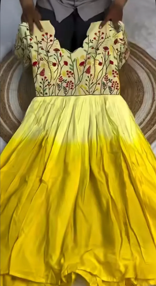 Yellow_Elegant_Design_Cotton_Gown_For_Women