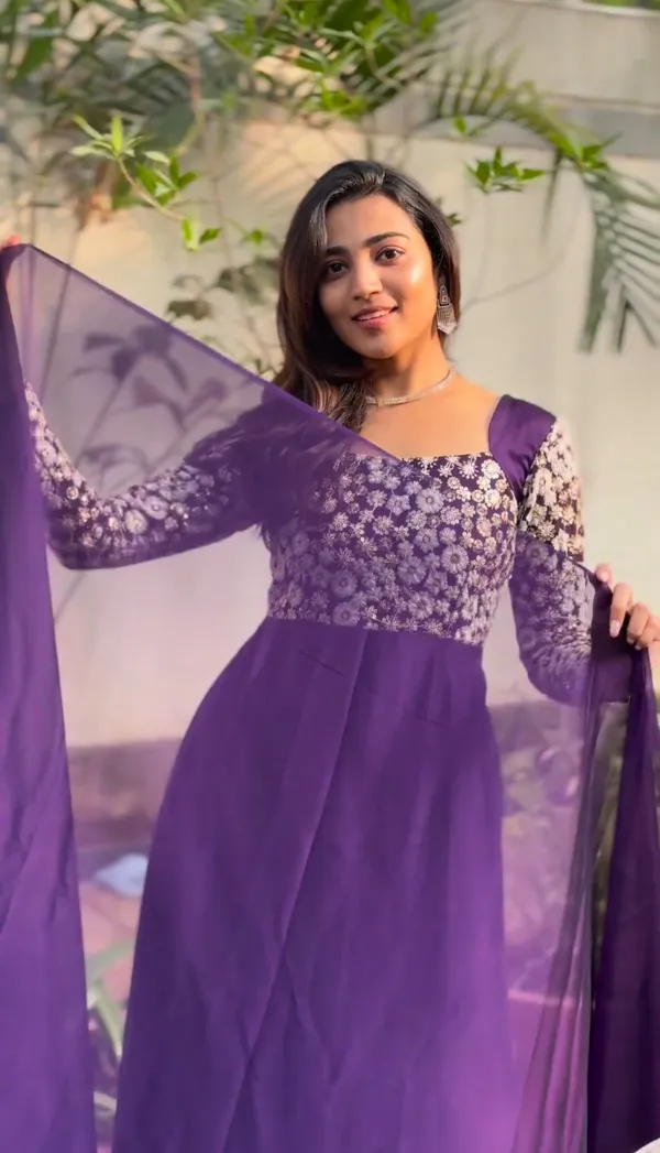 Purple_Elegant_Design_Cotton_Gown_For_Women