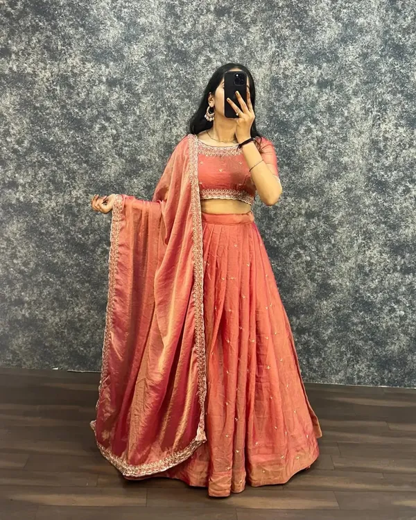 Light_Orange_Elegant_Design_Silk_Satin_Lehenga_Choli_For_Women