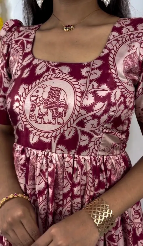 MARRON_Kalamkari_2.0_Slub_Cotton_Anarkali