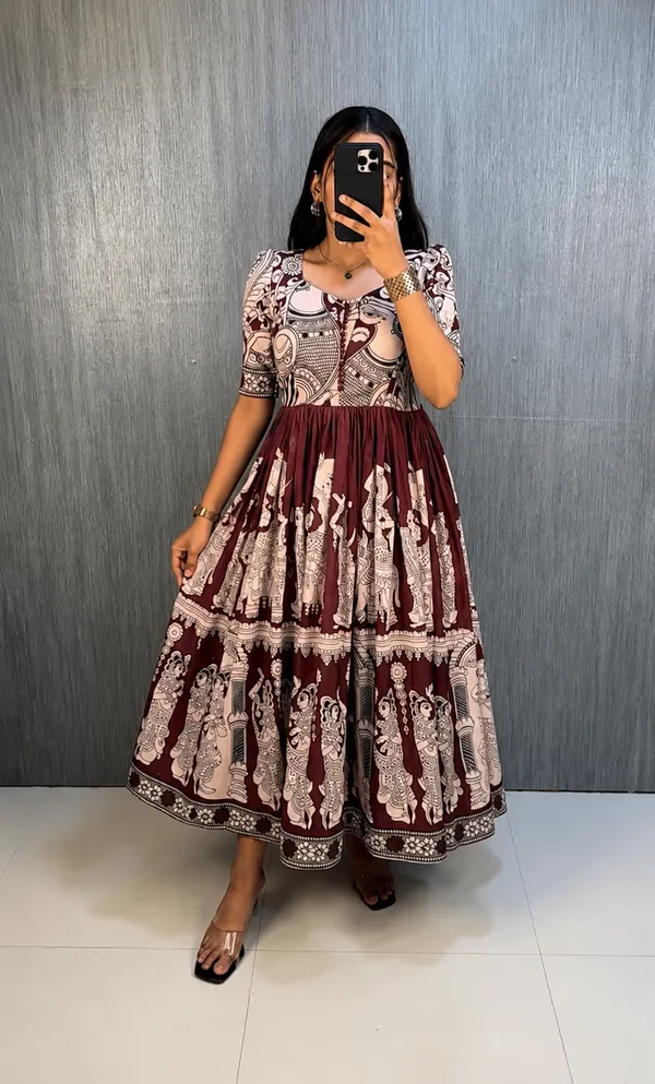 Maroon_&_Beige_Kalamkari_Cotton_set_