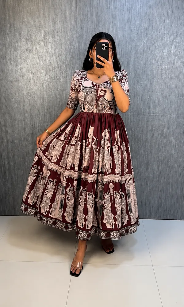 Maroon_&_Beige_Kalamkari_Cotton_set_