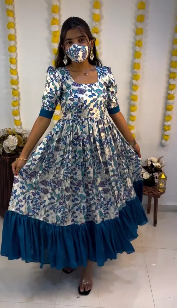 SKY_BLUE_Kalamkari_2.0_Slub_Cotton_Anarkali