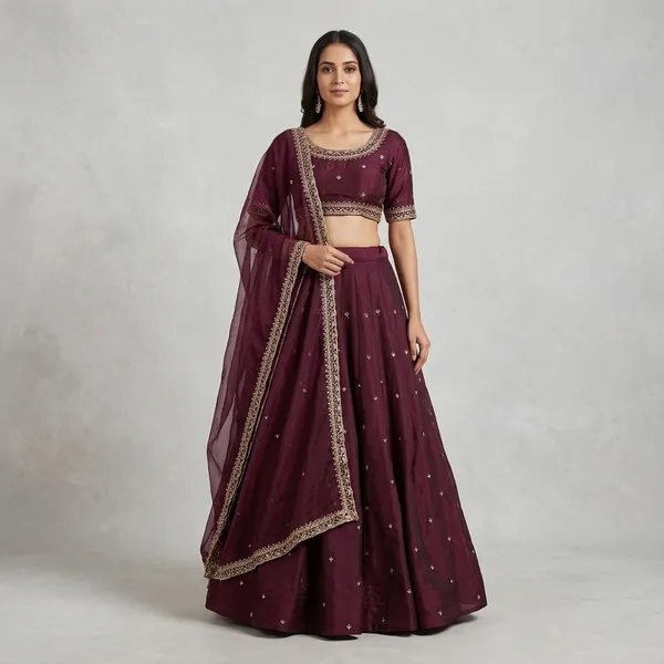 Maroon_Elegant_Design_Silk_Satin_Lehenga_Choli_For_Women