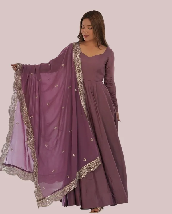 Purple_Elegant_Design_Chinon_Silk_Gown_For_Women