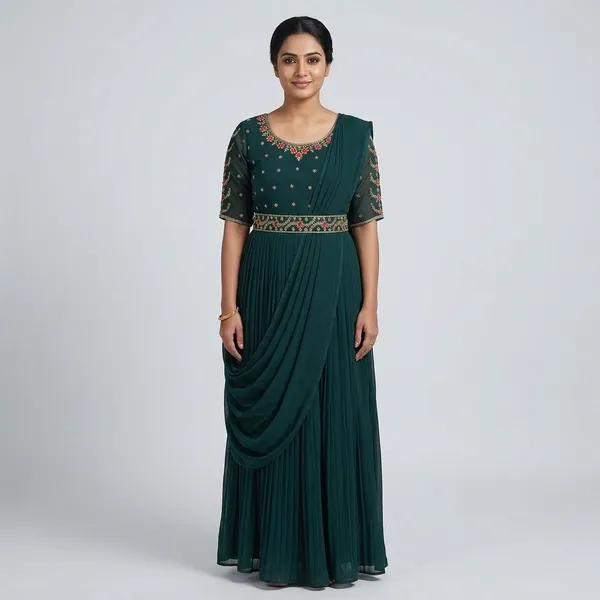Green_Elegant_Design_Georgette_Fox_Gown_For_Women
