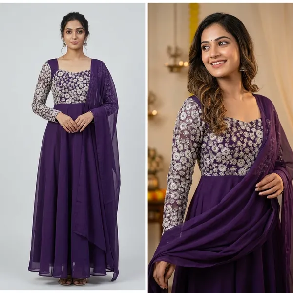 Purple_Elegant_Design_Cotton_Gown_For_Women