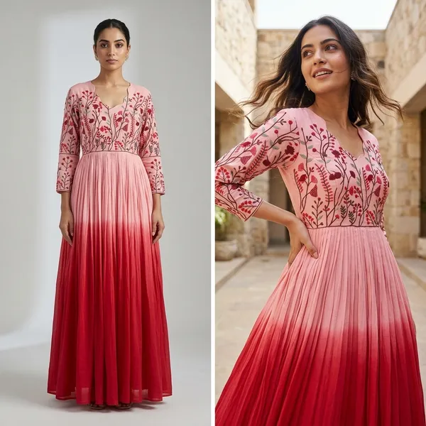 Pink_And_Red_Elegant_Design_Cotton_Gown_For_Women