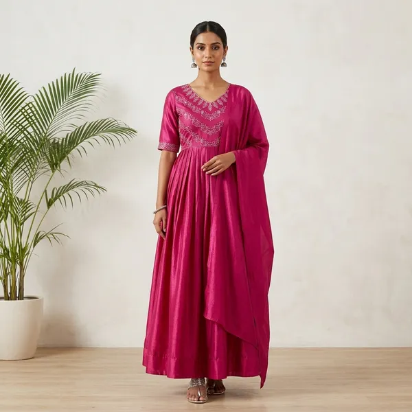 Pink_Elegant_Design_Silk_Satin_Gown_For_Women