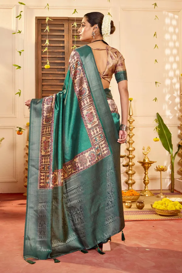 Green_Pure_Tussar_Silk_Woven_Border_Saree_For_Women