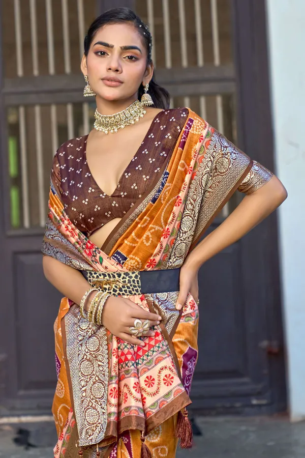 Mustard_Yellow_Russian_Silk_Zari_Work_Saree_For_Women