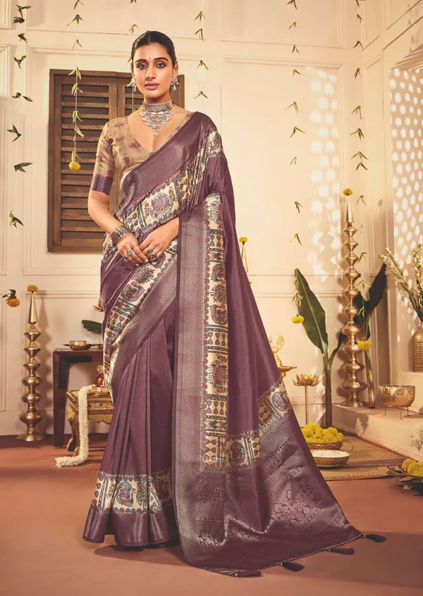 Mauve_Pure_Tussar_Silk_Woven_Border_Saree_For_Women