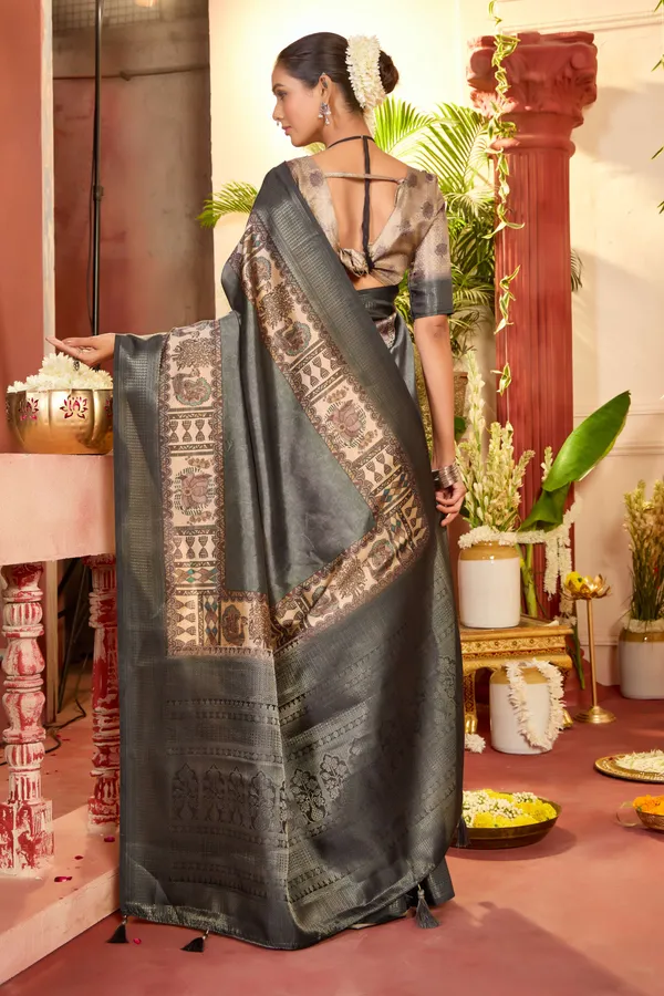 Grey_Pure_Tussar_Silk_Woven_Border_Pallu_Saree_For_Women