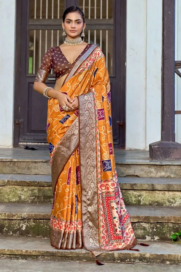 Mustard_Yellow_Russian_Silk_Zari_Work_Saree_For_Women