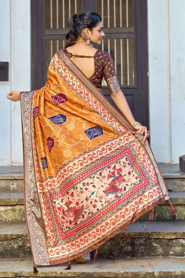 Mustard_Yellow_Russian_Silk_Zari_Work_Saree_For_Women