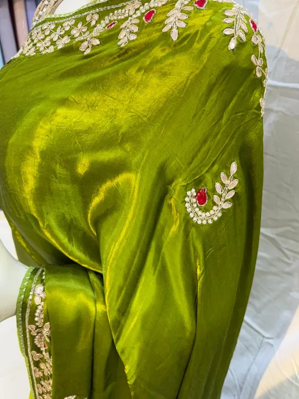 Olive_Green_Pure_Gazi_Silk_Embroidered_Floral_Motif_Saree_For_Women