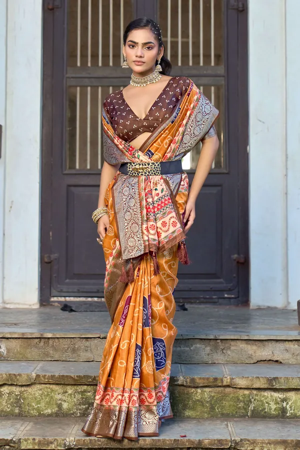 Mustard_Yellow_Russian_Silk_Zari_Work_Saree_For_Women