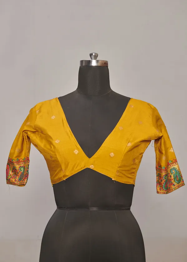 Mustard_Yellow_Pashmina_Silk_Floral_Woven_Kashmiri_Border_Saree_For_Women