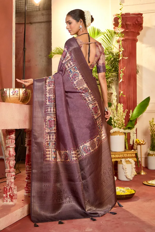 Mauve_Pure_Tussar_Silk_Woven_Border_Saree_For_Women