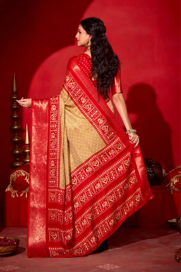 Brown_Red_Modal_Silk_Bandhani_Jacquard_Patola_Saree_For_Women
