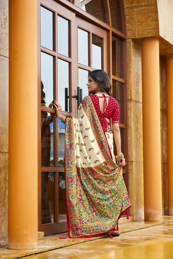 Cream_Velvet_Tussar_Silk_Embroidered_Border_Saree_For_Women