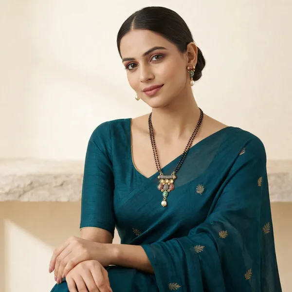 Multicolor_Gold_Plated_Mangalsutra_Style_Necklace_Set_For_Women