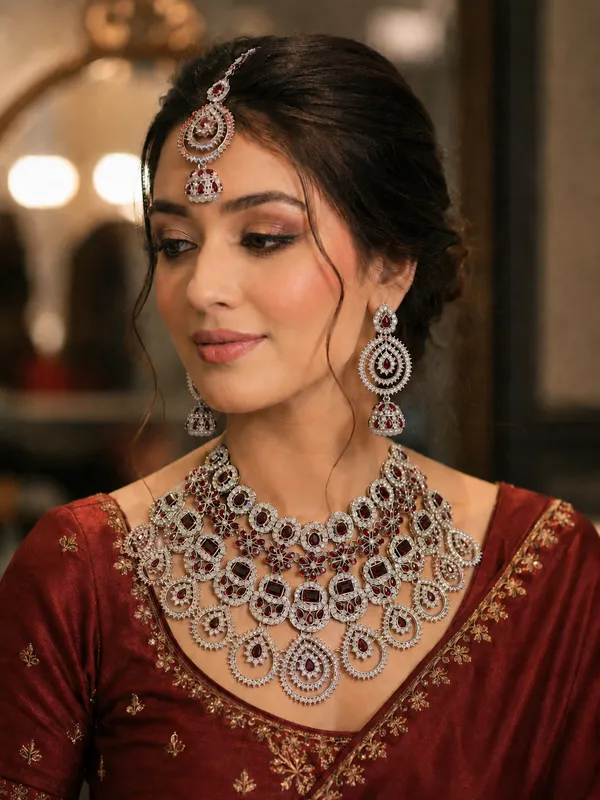 Silver_Plated_Kundan_Choker_Necklace_Set_With_Earrings_For_Women
