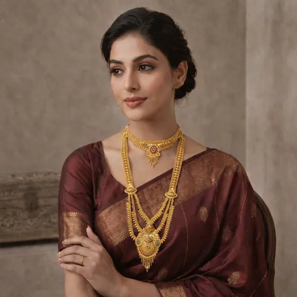 Gold_Plated_Multi_Layer_Bridal_Necklace_Set_For_Women