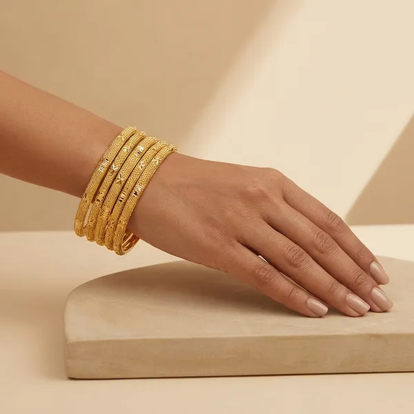 Gold_Plated_Textured_Bangle_Set_For_Women_(Pack_of_6_)
