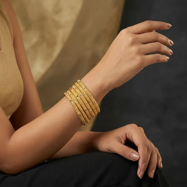 Gold_Plated_Textured_Bangle_Set_For_Women_(Pack_of_6_)