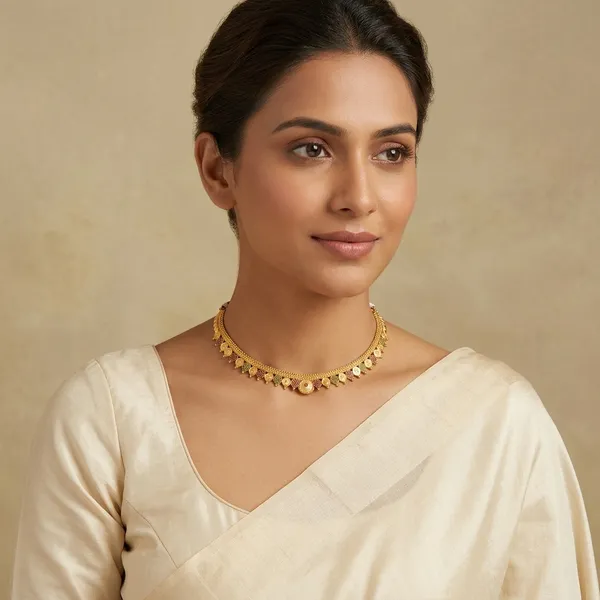 Gold_Copper_Coin_Design_Choker_Necklace_For_Women