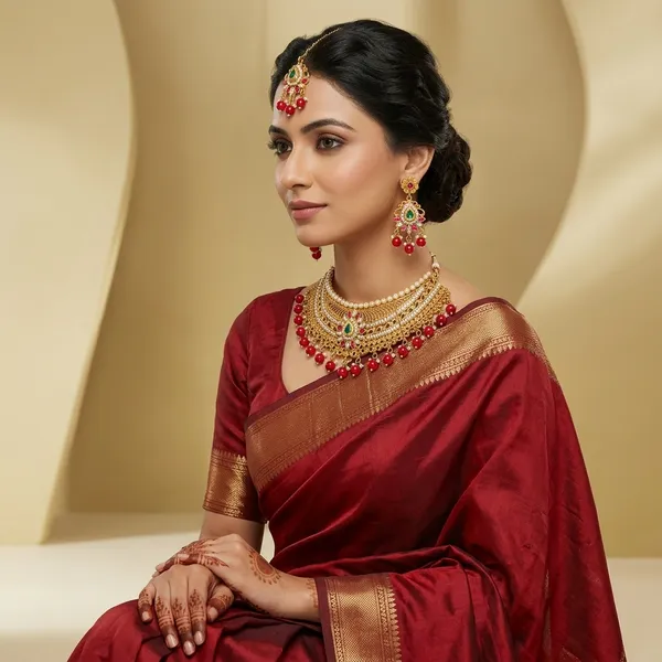 Gold_Kundan_Meenakari_Polki_Bridal_Necklace_Set_For_Women