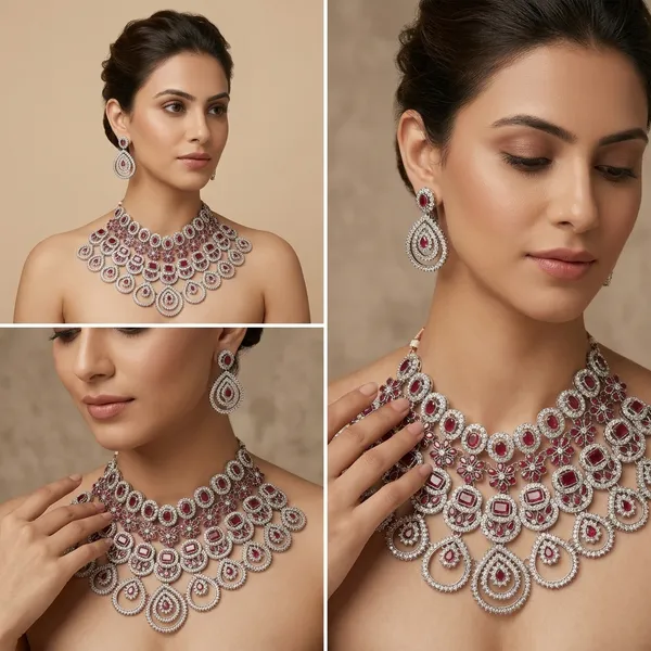 Silver_Plated_Kundan_Choker_Necklace_Set_With_Earrings_For_Women