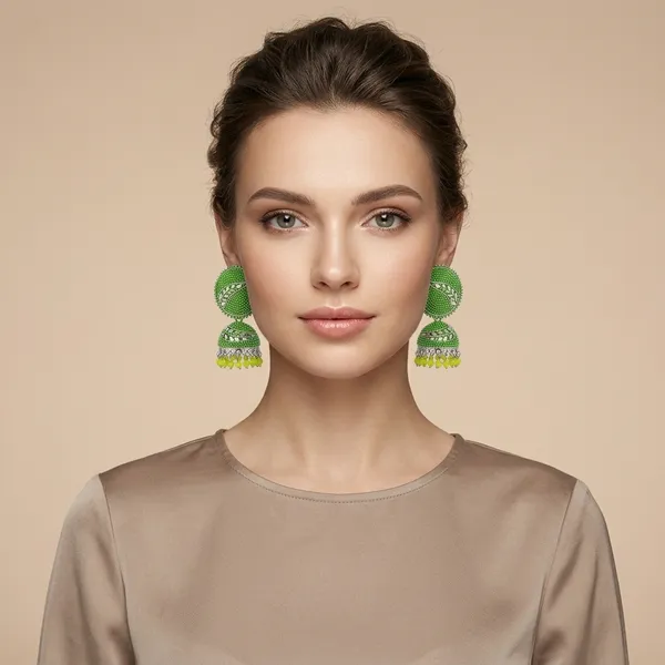 Green_&_Brown_Beaded_Jhumka_Earrings_Set_For_Women_(Pack_of_2_)